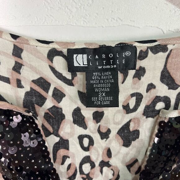 Carole Little Womens Tunic Top Size 2X Linen Blend - Picture 5 of 11